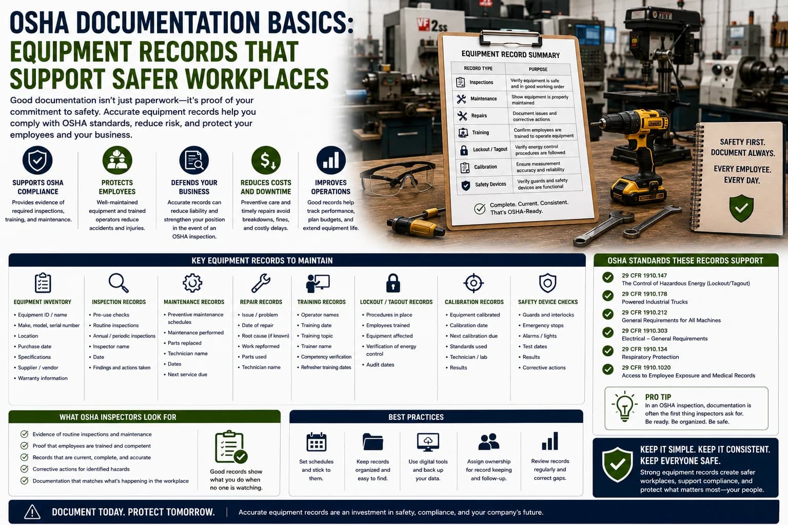 OSHA documentation basics for equipment safety records