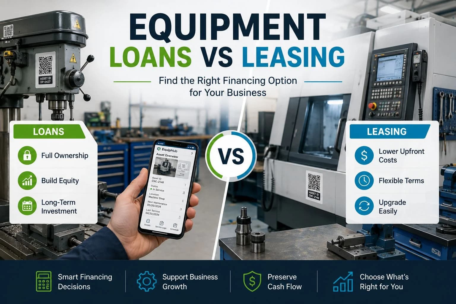 Business owner reviewing equipment financing options