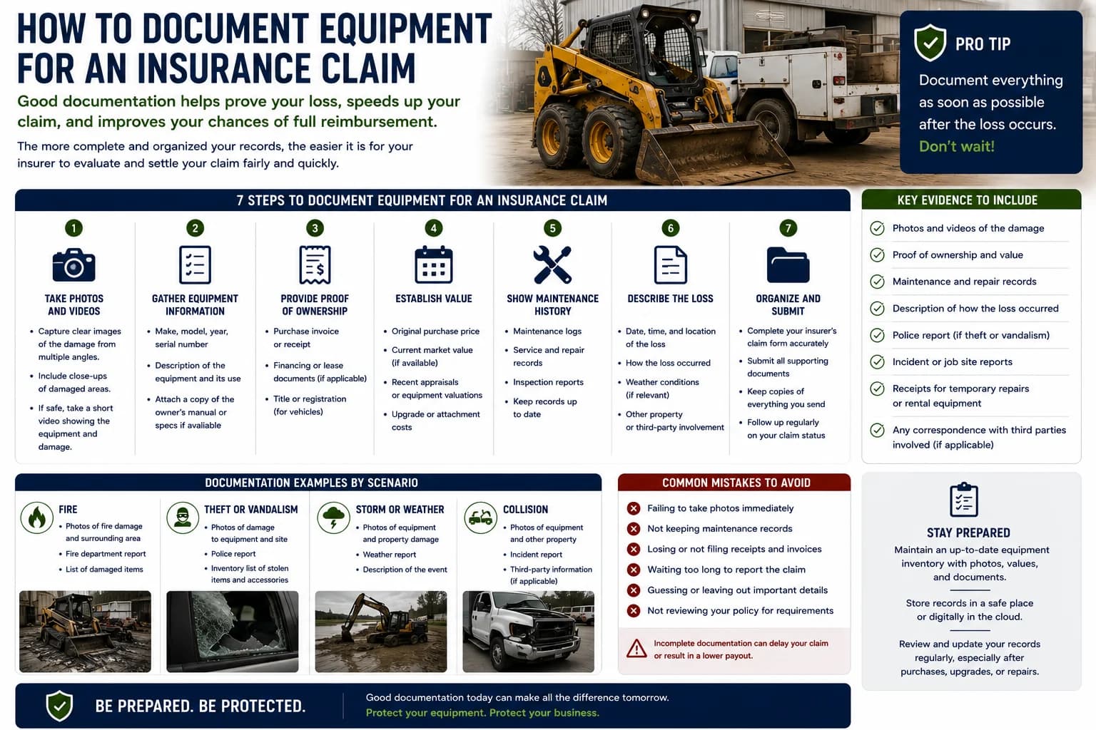How to document equipment for an insurance claim